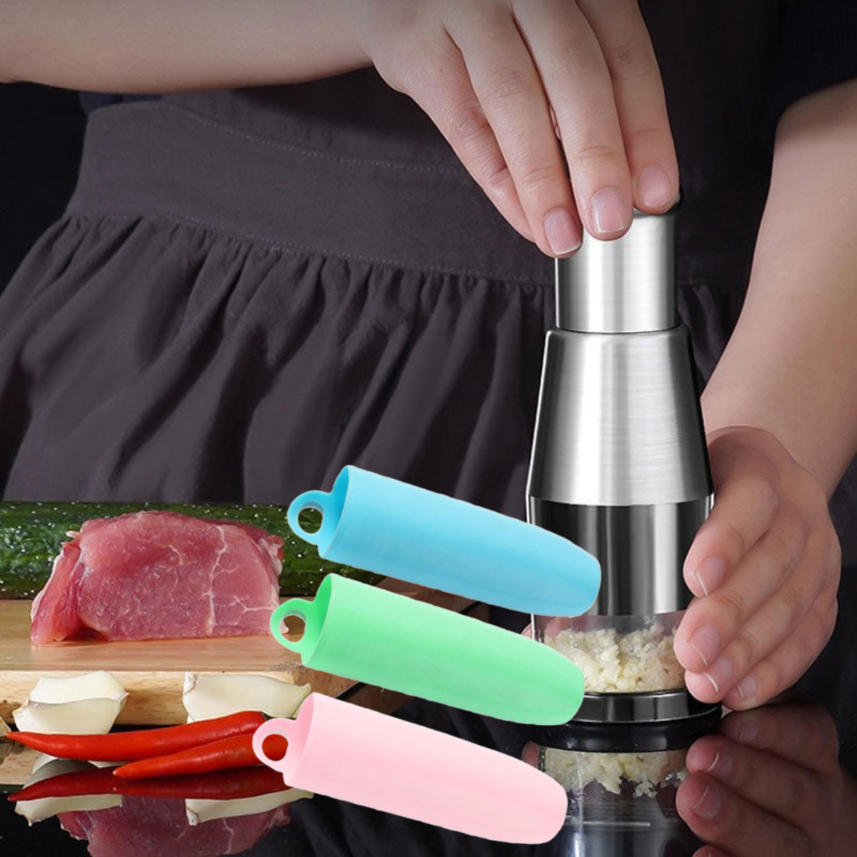 Snabb Hackare för Vitlök & Chili – Lättdiskad Design