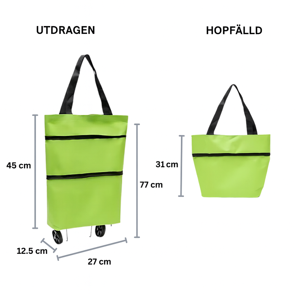 Hopfällbar Shoppingväska med Dolda Hjul & Stor Kapacitet