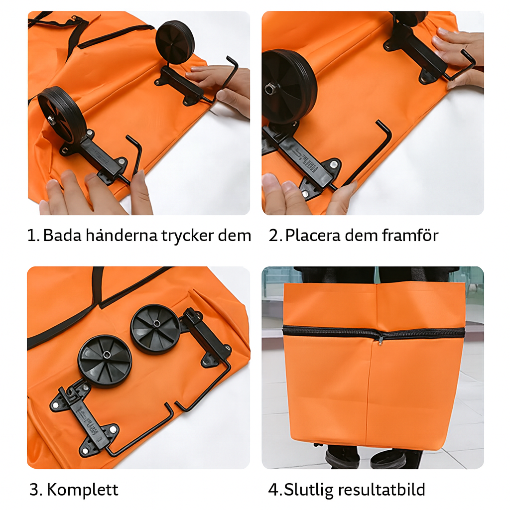 Hopfällbar Shoppingväska med Dolda Hjul & Stor Kapacitet