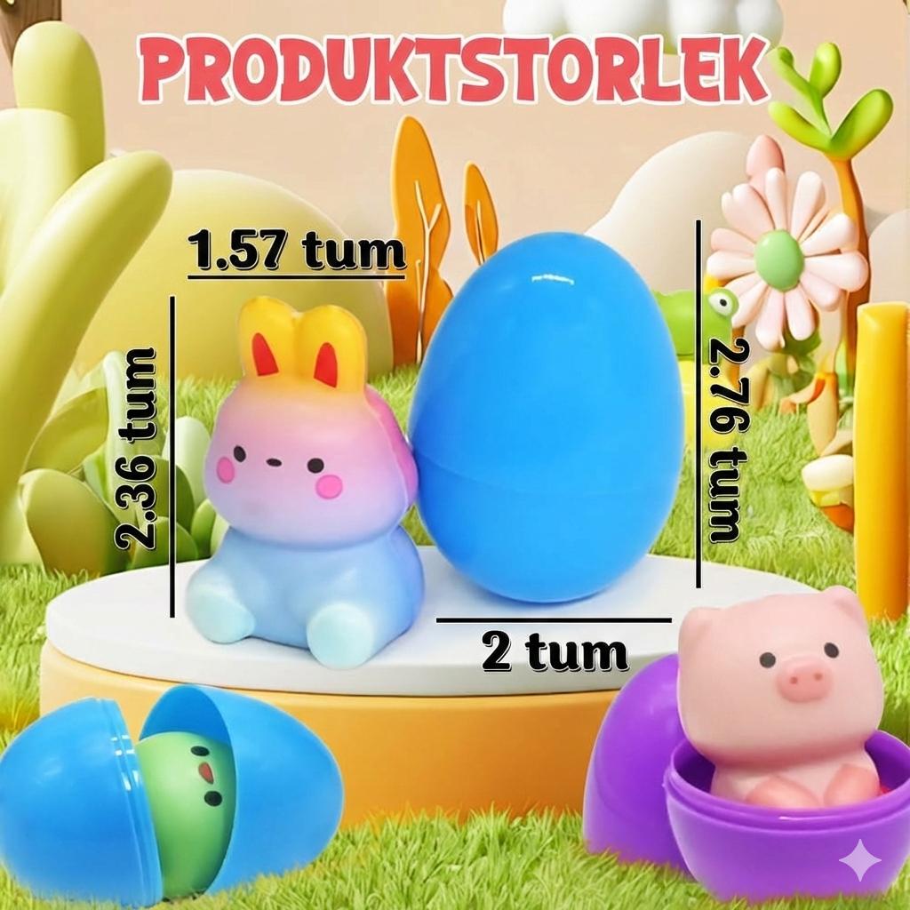 Färdigfyllda Påskägg med Söta Squishy-Överraskningar (12/24-Pack)