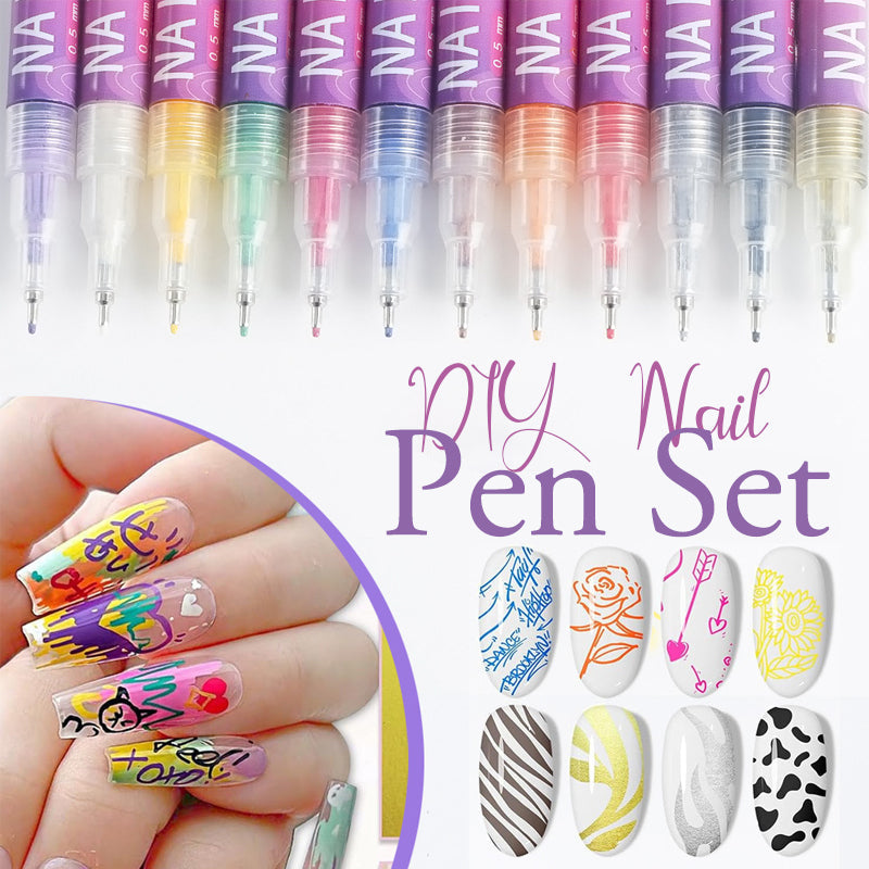 Nagelpennor 12 Färger – Enkel Nail Art med Skarpa Detaljer