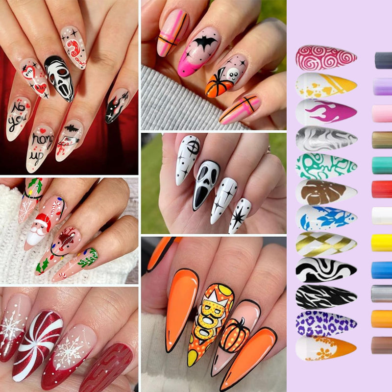 Nagelpennor 12 Färger – Enkel Nail Art med Skarpa Detaljer