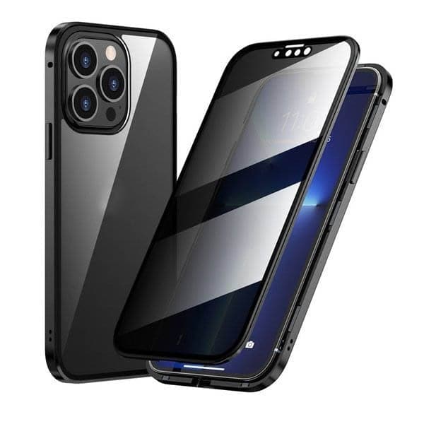 Magnetiskt Integritetsskal för iPhone med Härdat Glas och Metallram