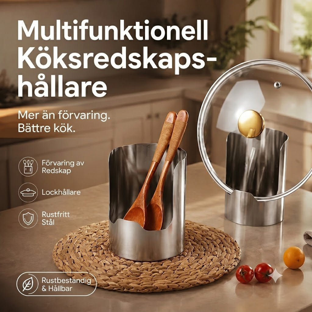 Vertikal Köksredskapshållare I Rostfritt Stål Utrymmesbesparande Och Stabil