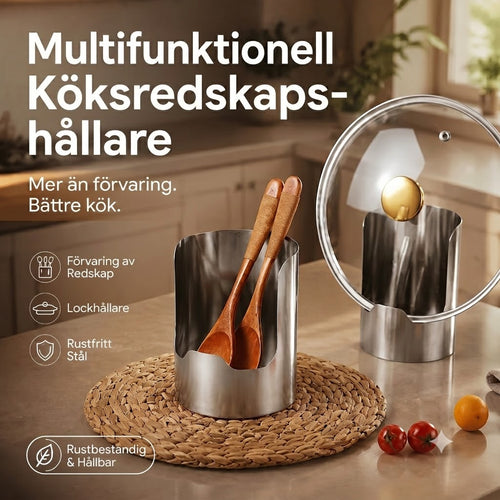 Vertikal Köksredskapshållare I Rostfritt Stål Utrymmesbesparande Och Stabil