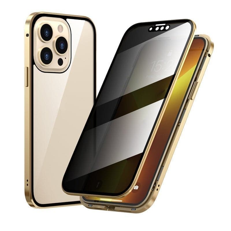 Magnetiskt Integritetsskal för iPhone med Härdat Glas och Metallram