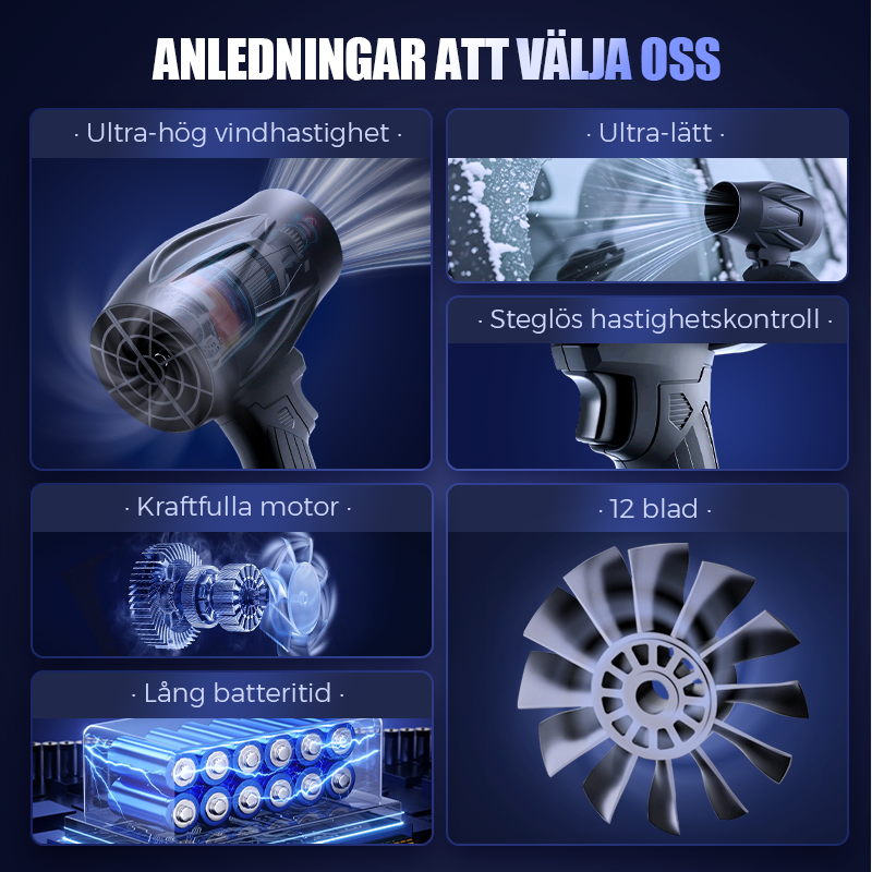 Ultralätt & Trådlös Handhållen Snöblåsare