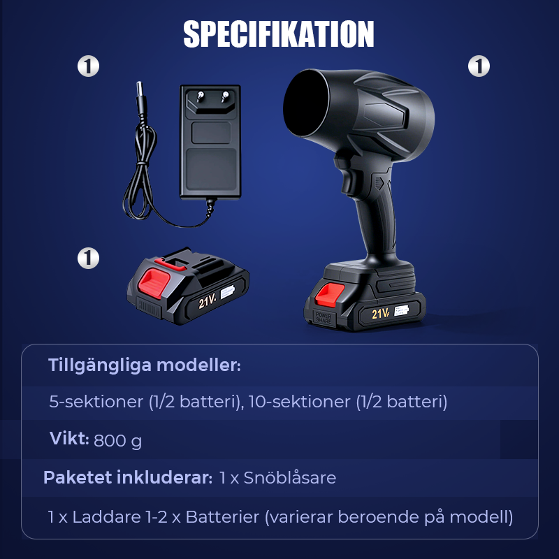 Ultralätt & Trådlös Handhållen Snöblåsare