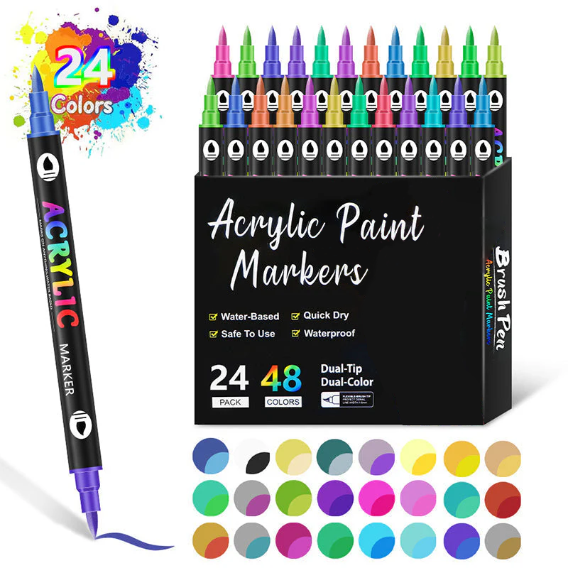 Dubbelspetsade Akrylmarker Set