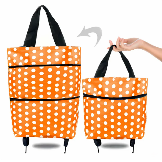 Hopfällbar Shoppingväska med Dolda Hjul & Stor Kapacitet
