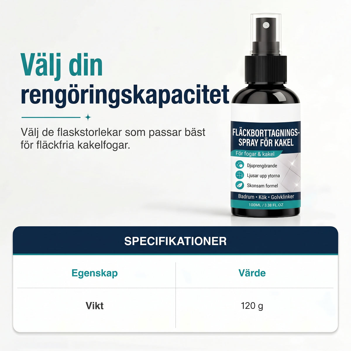 Rengöringsspray mot mögel och fogfläckar