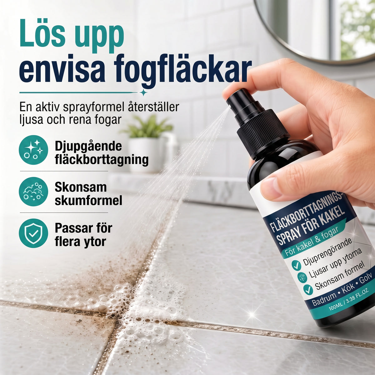 Rengöringsspray mot mögel och fogfläckar