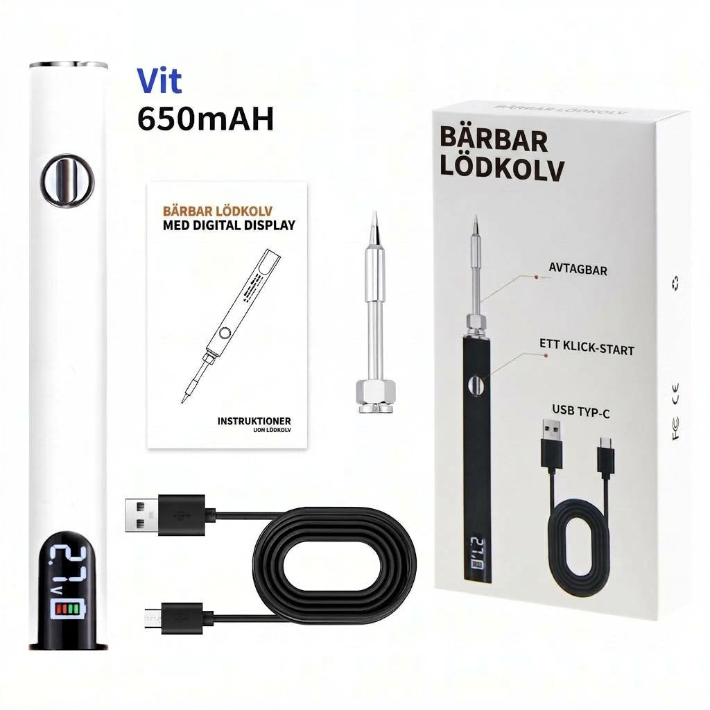 Bärbar Lödkolv Med Digital Display – Justerbar Värme För Små Reparationer