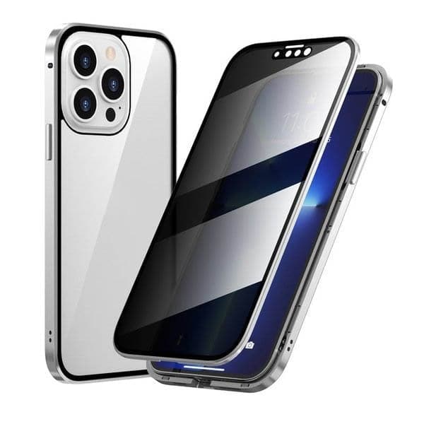Magnetiskt Integritetsskal för iPhone med Härdat Glas och Metallram