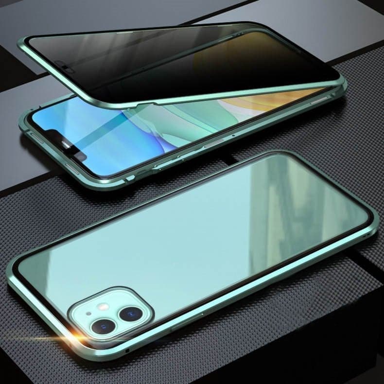 Magnetiskt Integritetsskal för iPhone med Härdat Glas och Metallram