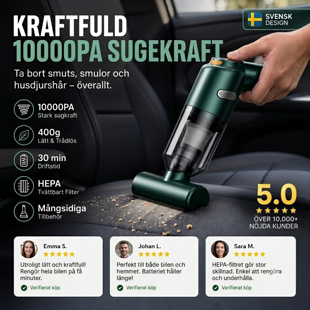 Sladdlös Bildammsugare med Hög Effekt – Nå och Rengör Varje Svåråtkomlig Vrå