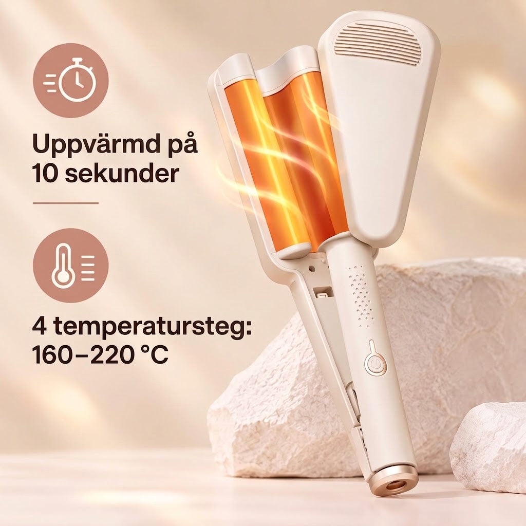 Professionell Vågtång 32mm – Skapar Mjuka Och Glansiga Vågor Snabbt