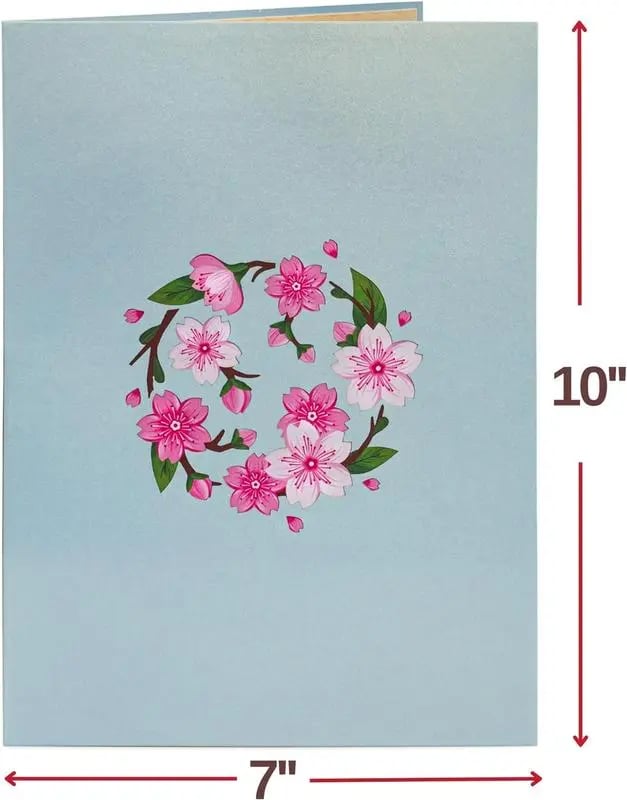 3D Pop-Up Kort Körsbärsblommor – Handgjort Alla Hjärtans Dag-kort
