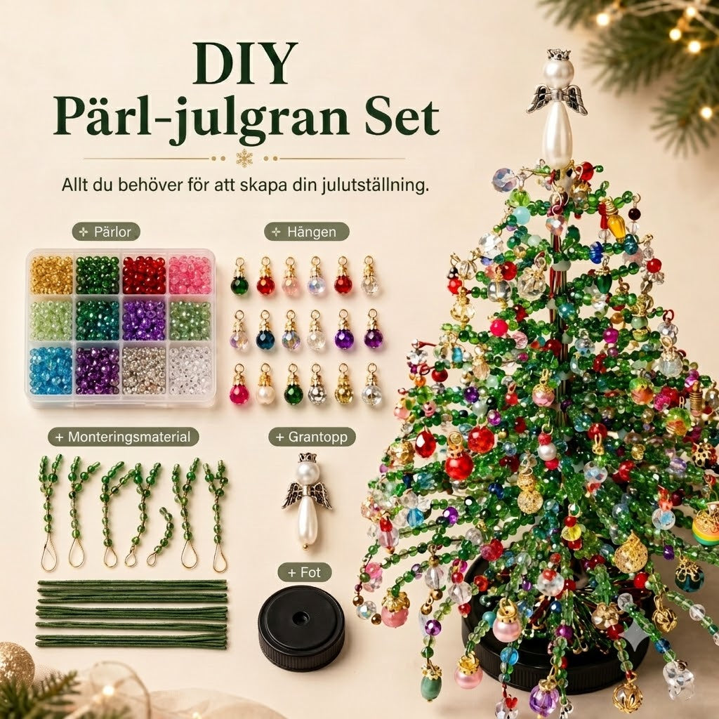 Glittrande Pärljulgran DIY-Set – Bygg Din Egen Vackra Juldekoration