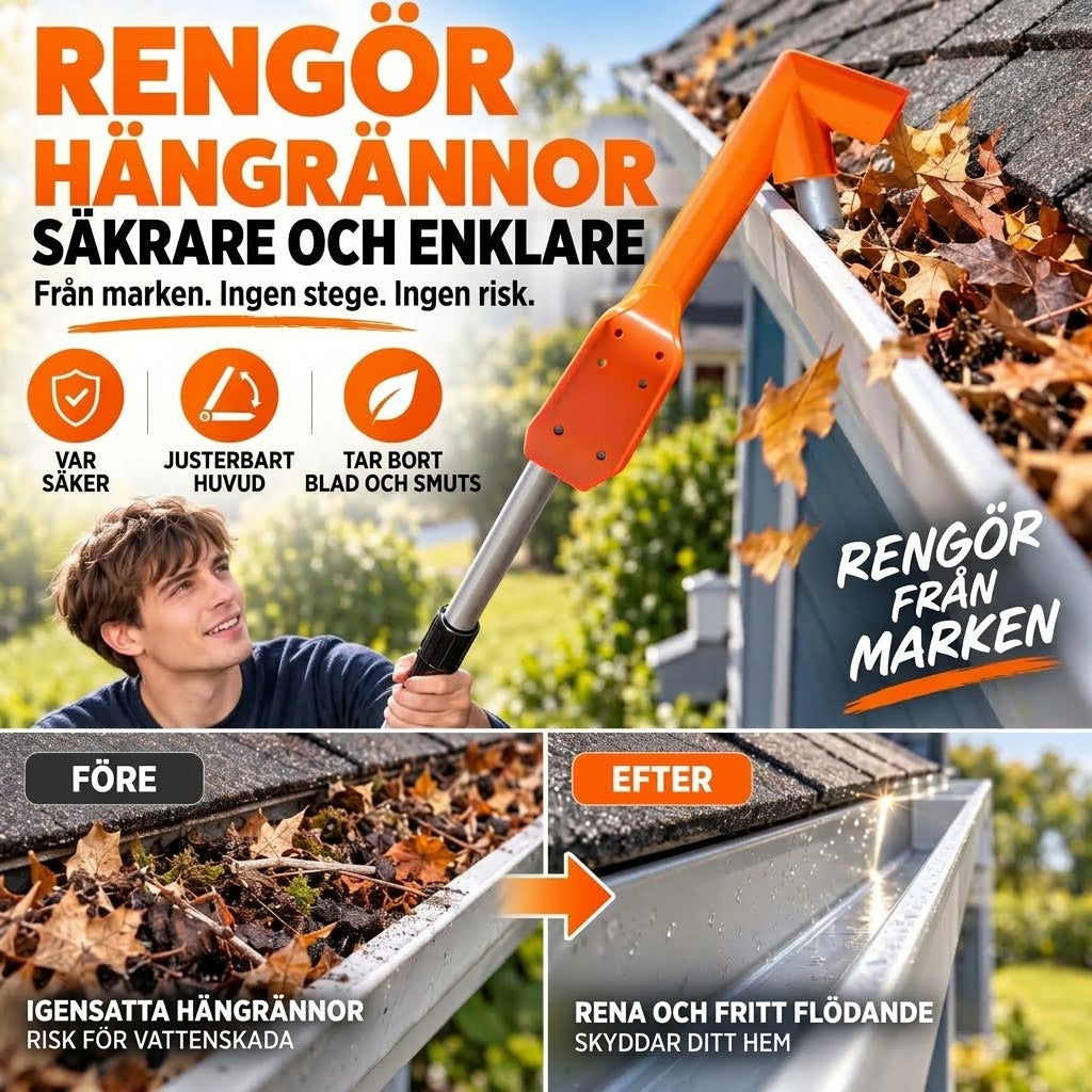 Justerbart Verktyg För Takrännor – Ta Bort Löv Och Smuts Enkelt Från Marken
