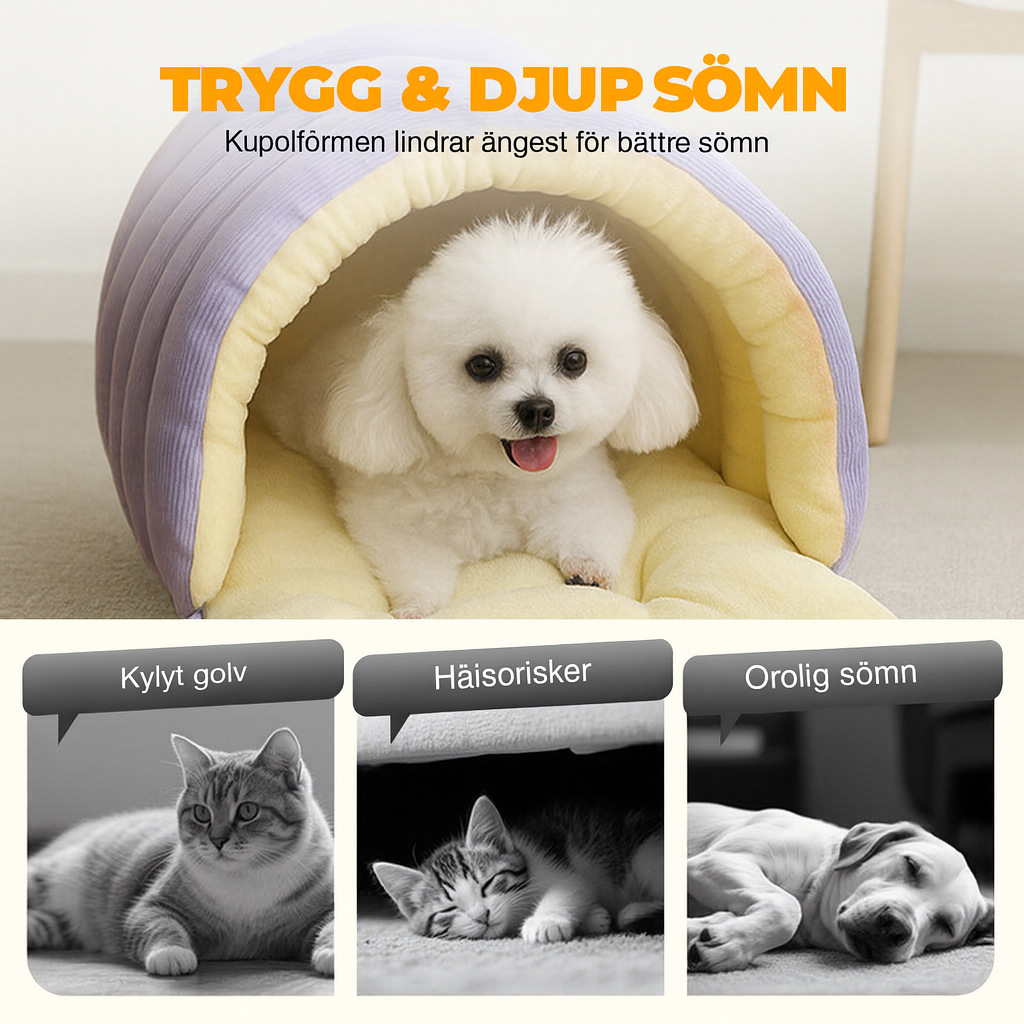 Värmande Plyschgrotta för Husdjur – Mjuk, Trygg & Bekväm Sovplats