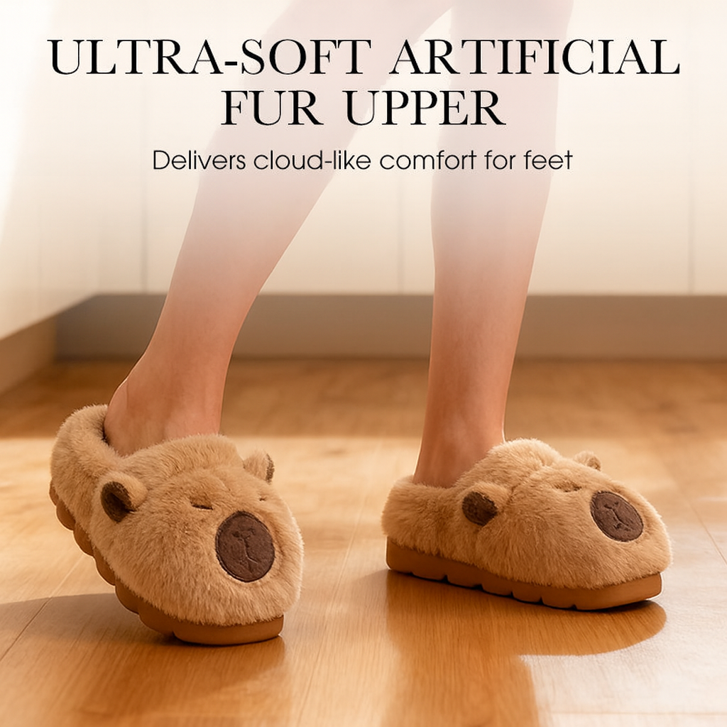 Plyschfodrade Kapybara-Tofflor