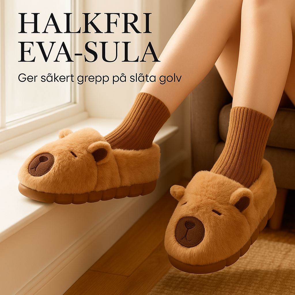 Plyschfodrade Kapybara-Tofflor