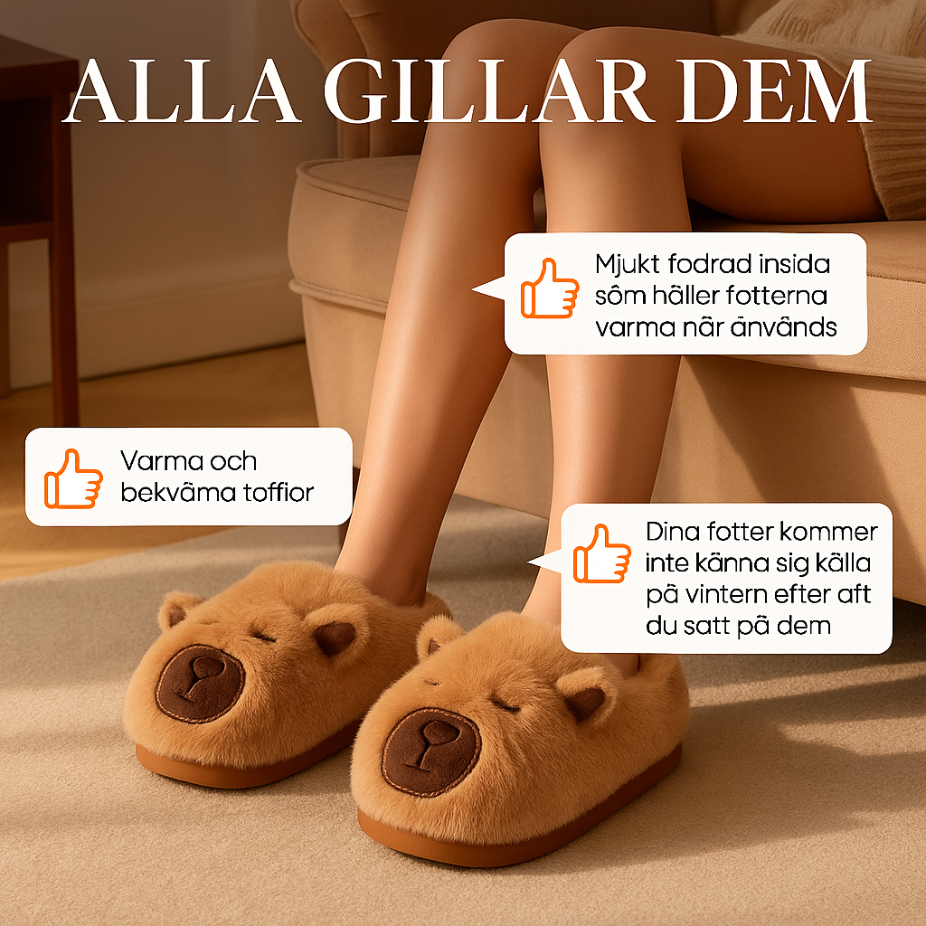 Plyschfodrade Kapybara-Tofflor