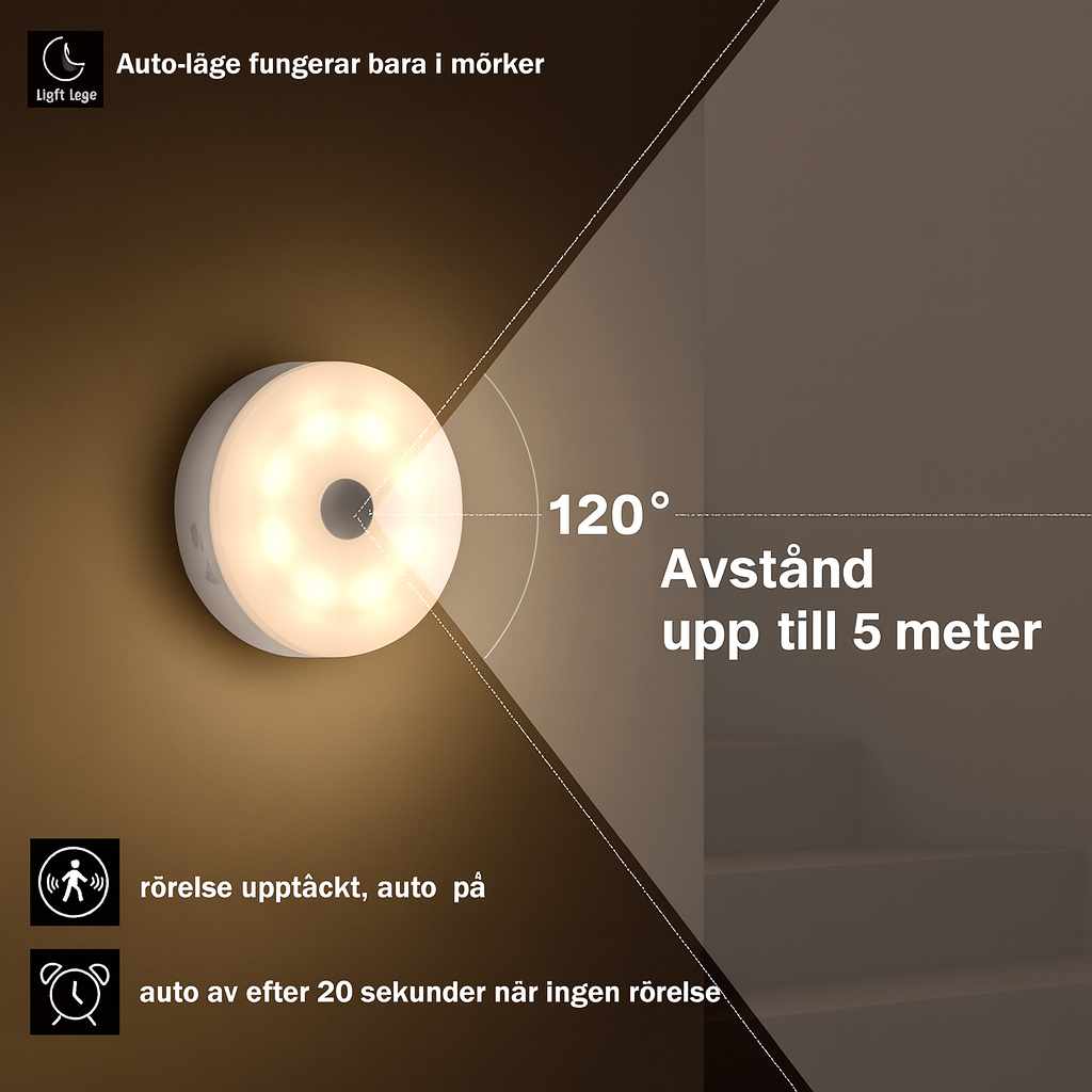 USB-Uppladdningsbar LED-Nattlampa med Rörelsesensor