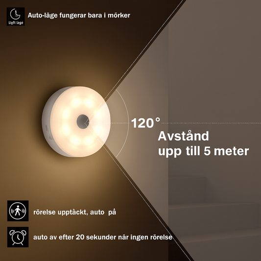 USB-Uppladdningsbar LED-Nattlampa med Rörelsesensor