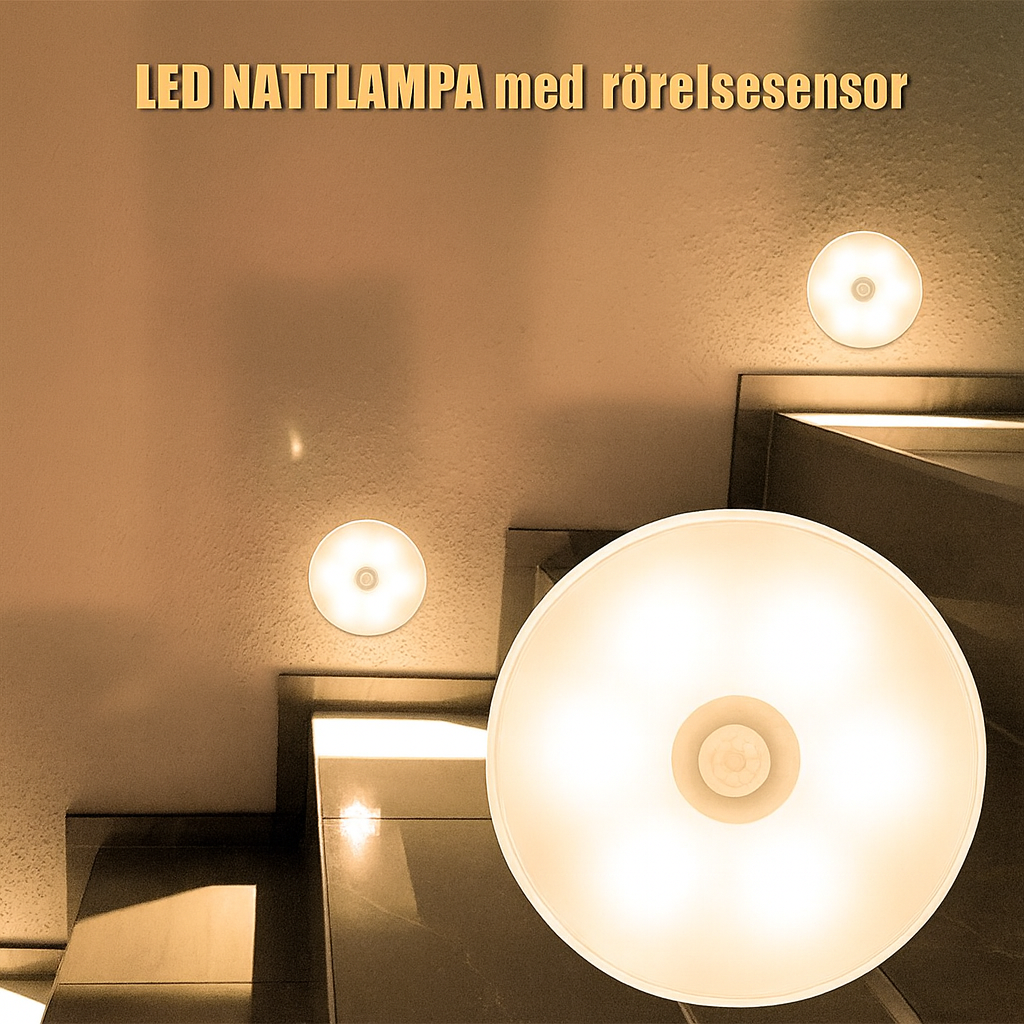 USB-Uppladdningsbar LED-Nattlampa med Rörelsesensor