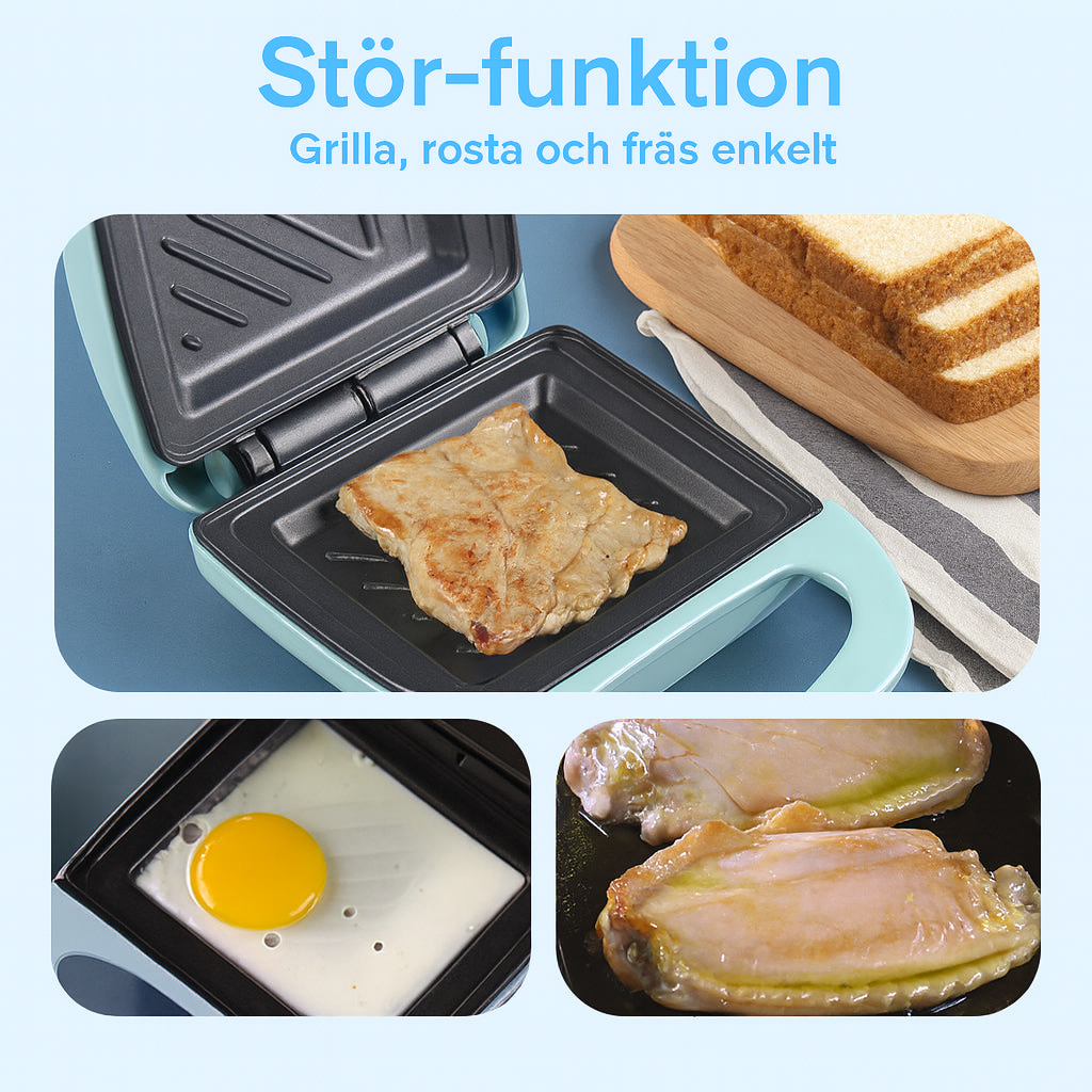 Multifunktionell Smörgåsgrill med Non-Stick & Snabb Uppvärmning