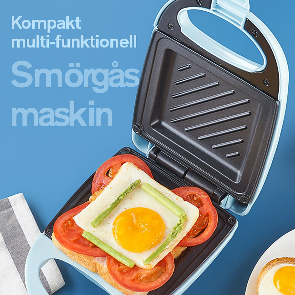 Multifunktionell Smörgåsgrill med Non-Stick & Snabb Uppvärmning