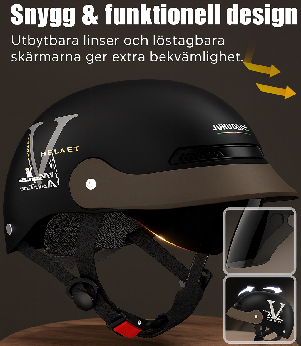 Stötdämpande Cykelhjälm med Visir & Luftventilation