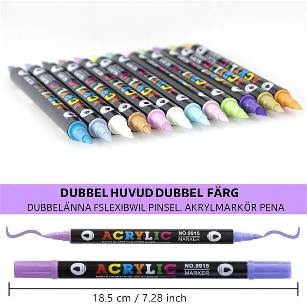 Dubbelspetsade Akrylmarker Set