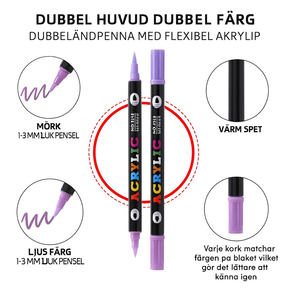 Dubbelspetsade Akrylmarker Set