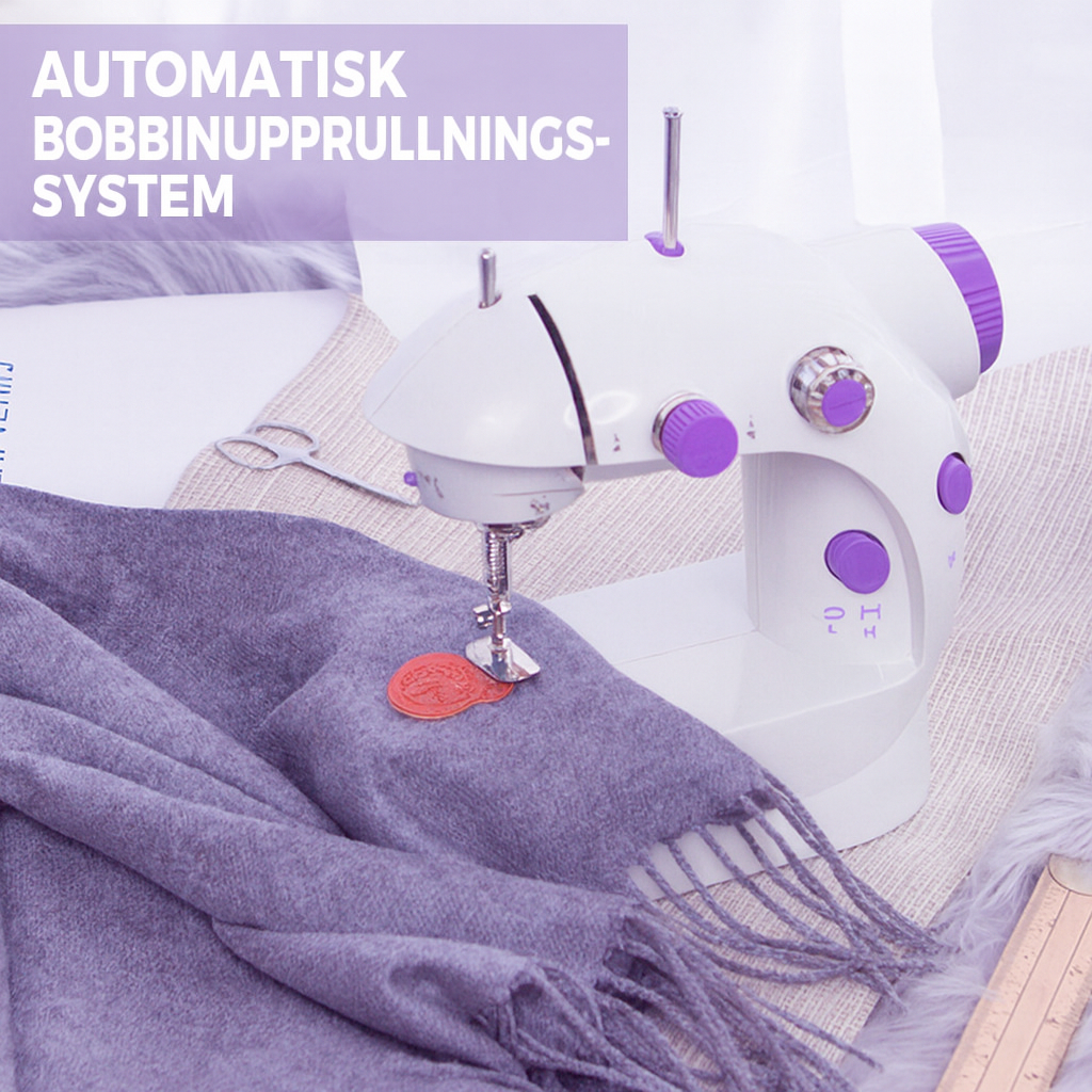 Mini elektrisk symaskin med dubbel tråd och justerbar hastighet