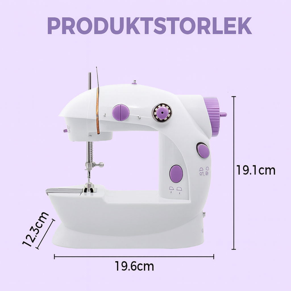 Mini elektrisk symaskin med dubbel tråd och justerbar hastighet