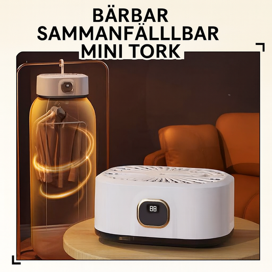 Vikbar portabel klädtork med 360° varmluft och tyst drift
