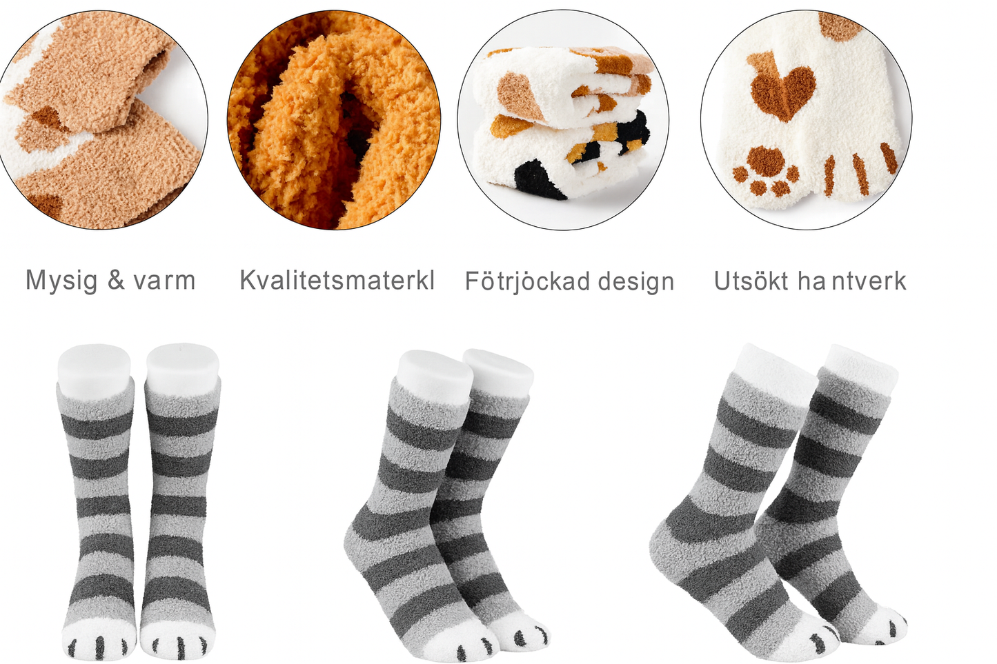 Varma kattmönstrade vinterstrumpor