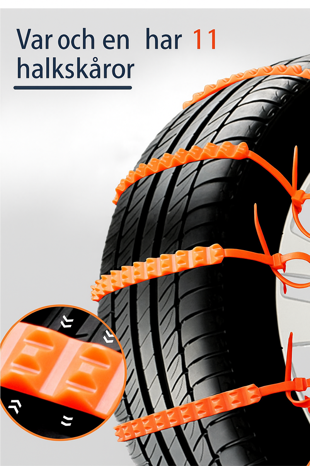 Universella halkskyddskedjor för bil - 1 Set (10 st halkskyddskedjor)