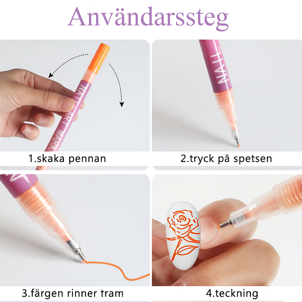 Nagelpennor 12 Färger – Enkel Nail Art med Skarpa Detaljer