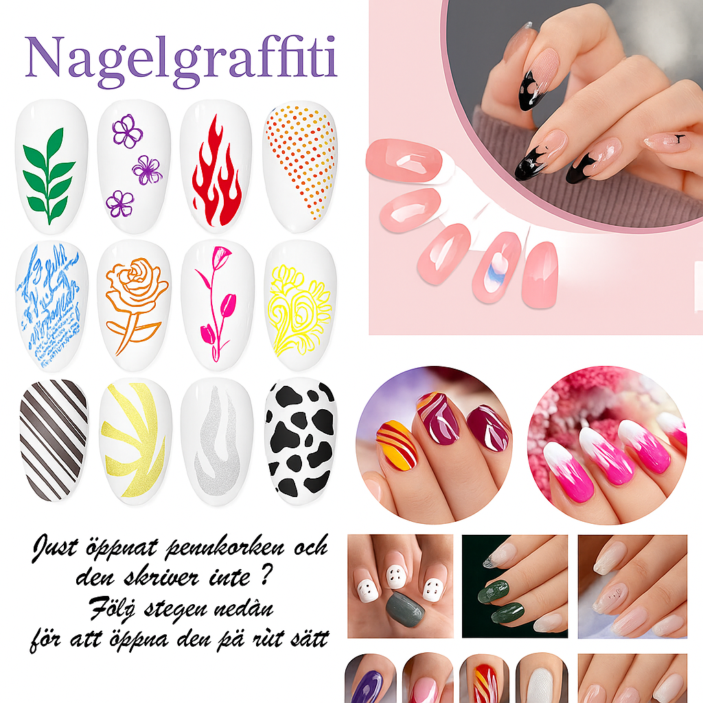 Nagelpennor 12 Färger – Enkel Nail Art med Skarpa Detaljer