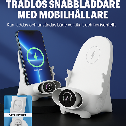 Trådlös snabbladdare i ministolsdesign – passar alla telefoner