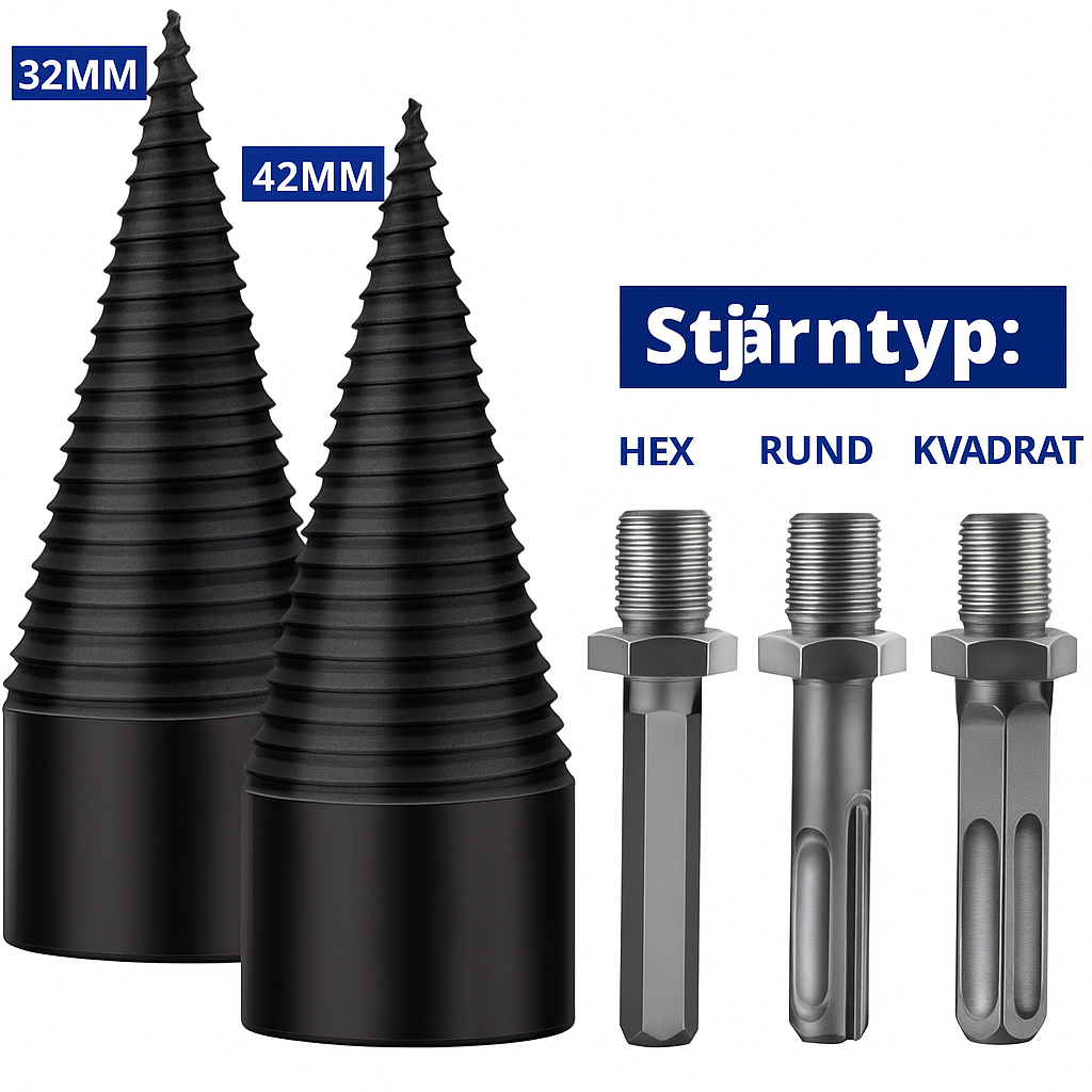 Vedklyvsborr med Sexkantsskaft