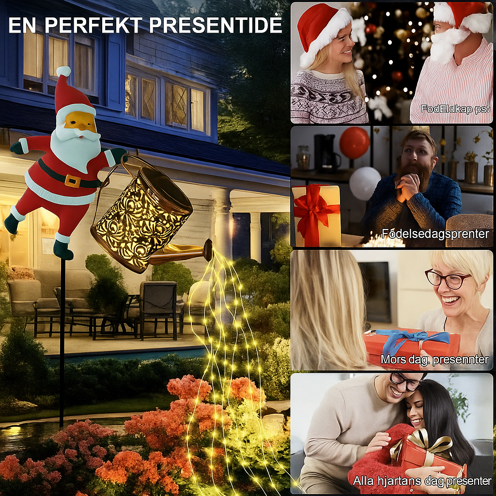 Solcellsdriven Tomte Vattenkanna-Lampa