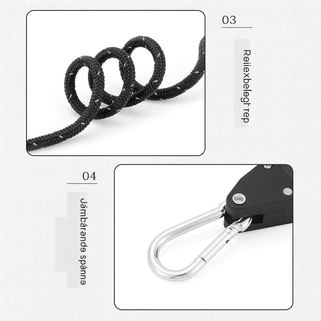 Justerbart Campingrep med Spärrfunktion & Reflex