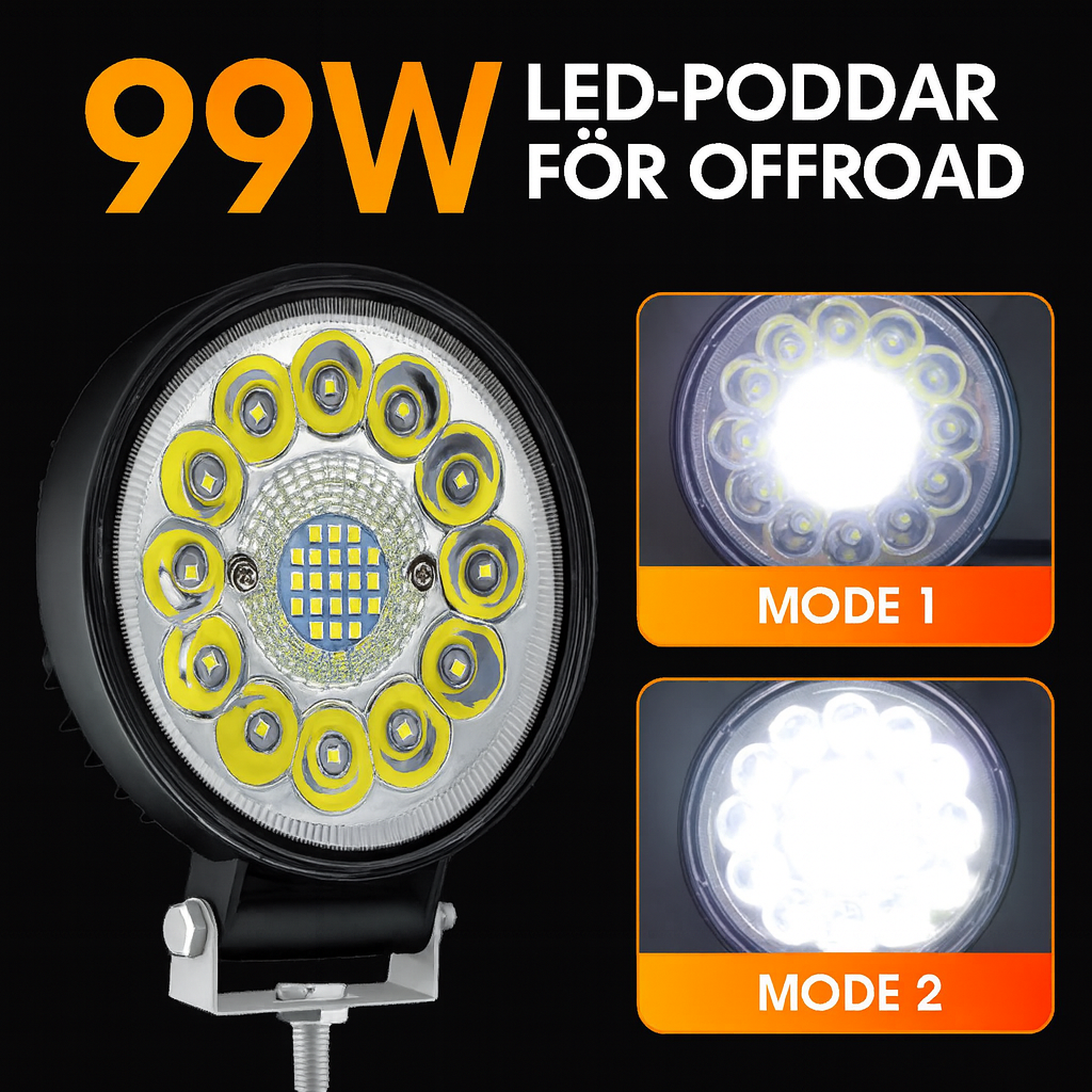 99W LED Arbetslampa 4" Rund för Offroad & Fordon