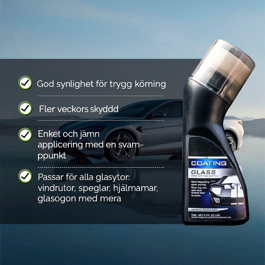 Anti-Dim Beläggning för Bilrutor, Speglar & Glasytor