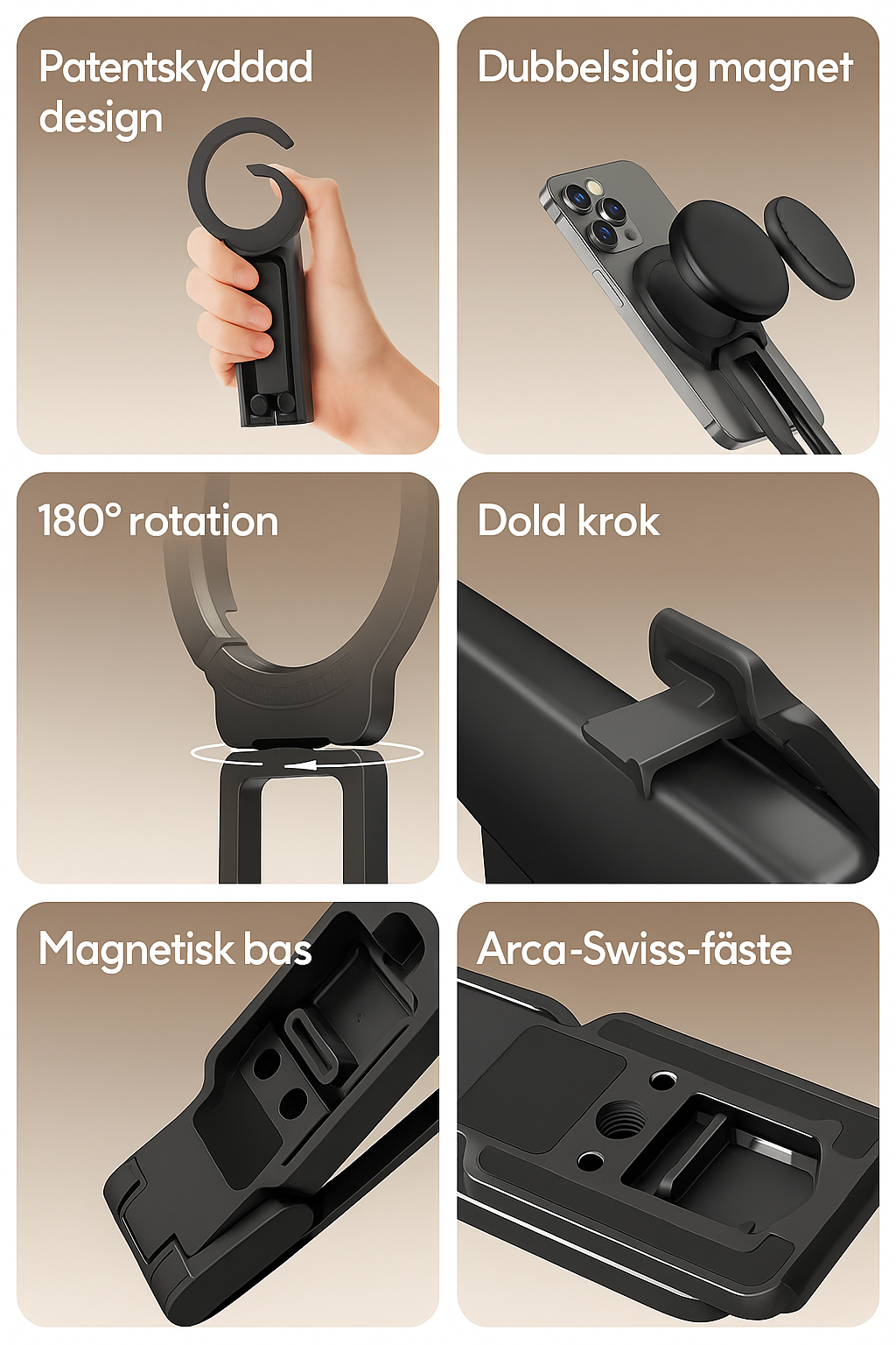 MA38 Magnetiskt iPhone-Stativ 5-i-1